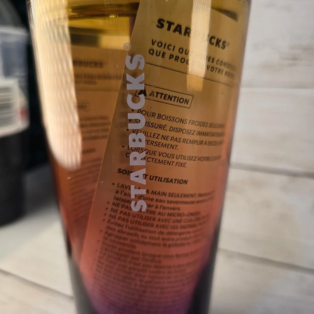 NEW Starbucks 18oz Ombre Amber PUR Cold Cup Tumbler Leopard Lid Reusable Straw